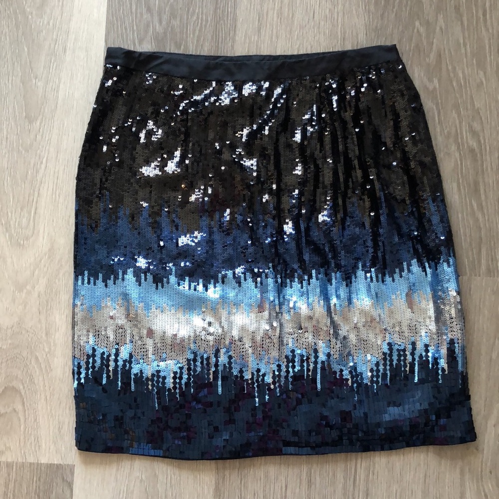 Per Se Black Blue Silver Sequin Ombre Pencil Skirt - Picture 4 of 4